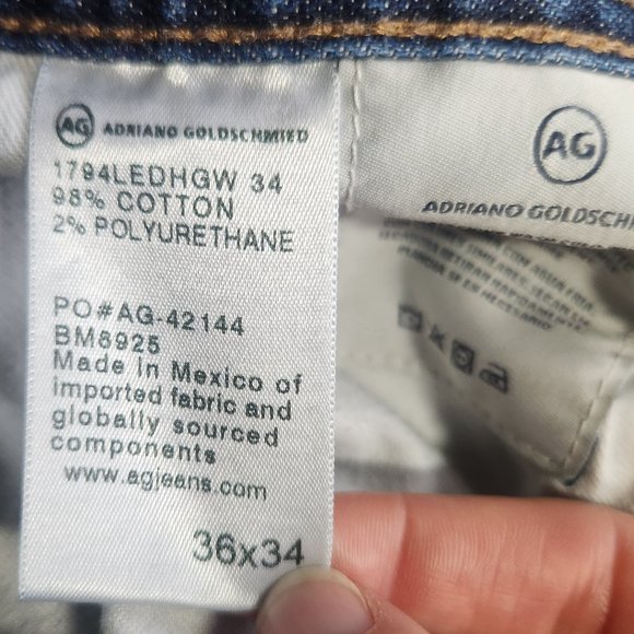 AG Adriano Goldschmied Everett Slim Straight Jeans Dark Wash Size 36x34 - Picture 5 of 9